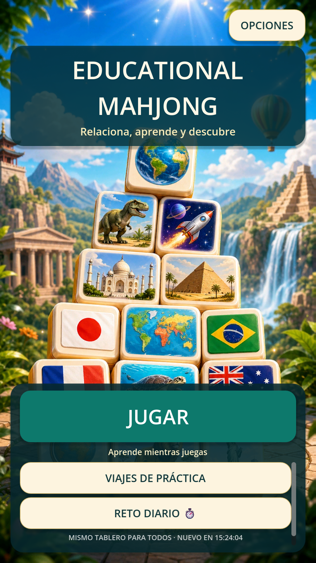 Menú principal de Educational Mahjong